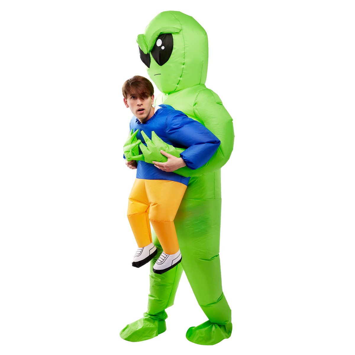 Risewill Inflatable Alien Costume Fancy Dress, Green Alien Carrying Human  Costume Alien Abduction Costume Funny Blow Up Suits for Party Halloween