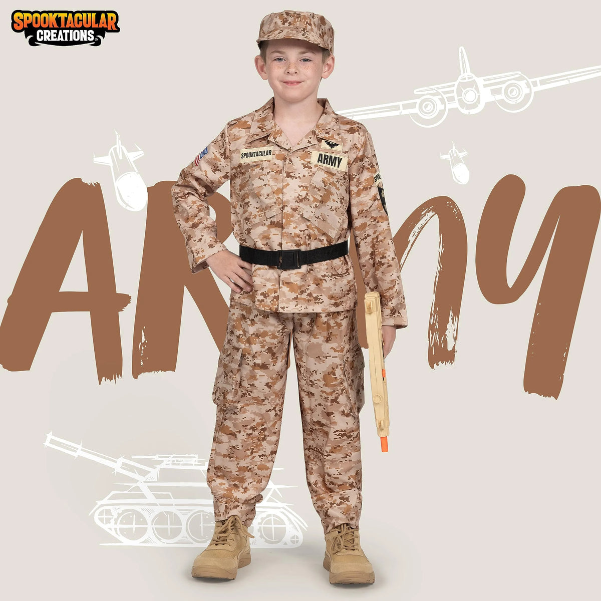 Kids Camo Trooper Costume Tactical Vest Camouflage Army Costume