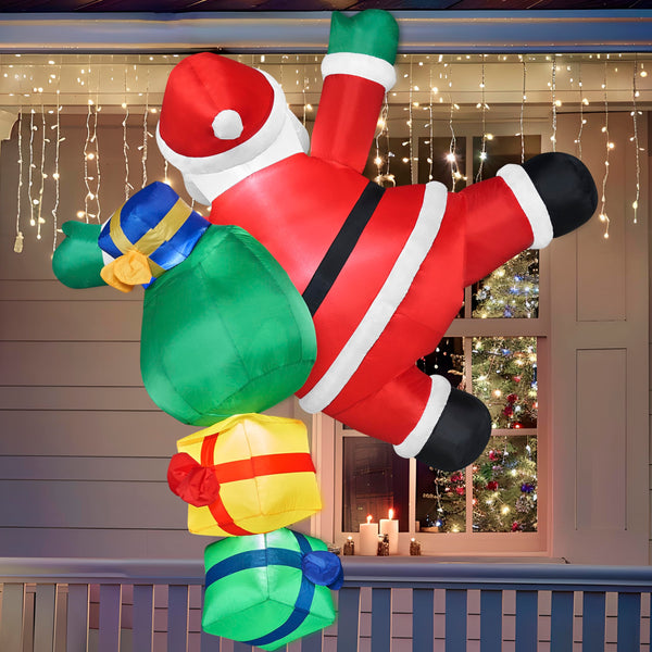 6 FT Tall Christmas Inflatable Climbing Santa with Gift Bags