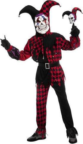 Halloween Clown Kids Costume with Mask - Red