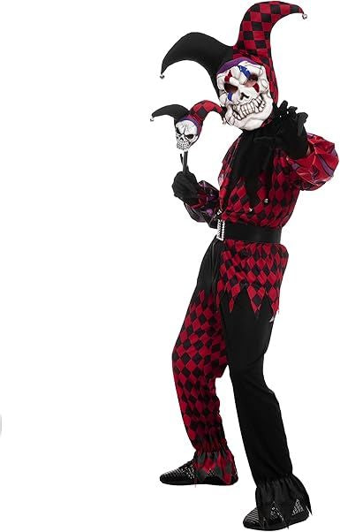 Halloween Clown Kids Costume with Mask - Red