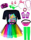 80s Costume Set with T-Shirt Tutu Headband & Other Halloween Cosplay Accessories