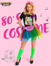 80s Costume Set with T-Shirt Tutu Headband & Other Halloween Cosplay Accessories