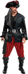 Adult Men Dark Pirate Costume for Halloween, Black