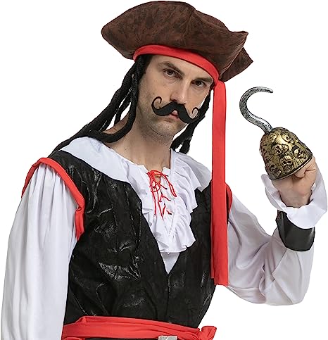 Pirate Hat with Hook and Mustache- Boys- SPOOKTACULAR