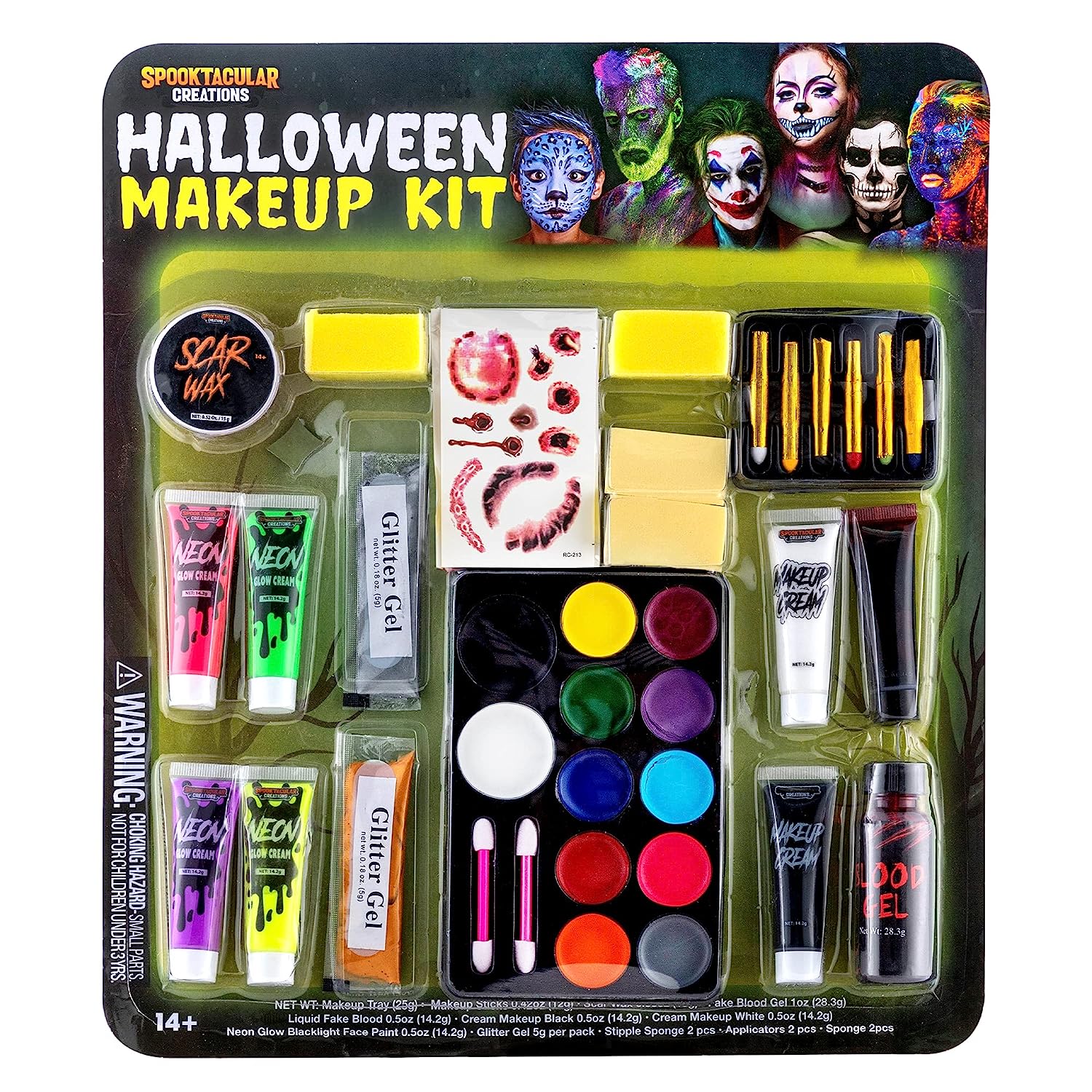 Halloween Party Face Body Paint Cosplay Makeup Kit, Full Coverage Water  Based Red Black Face Painting Kit For Adult Festivals