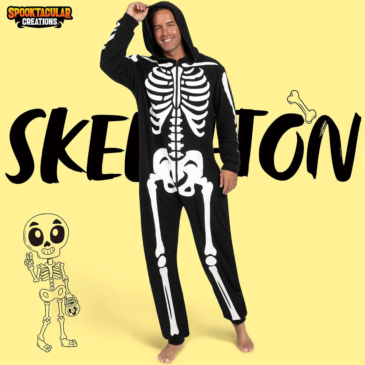 Adult Skeleton Costumes for Men Skeleton jumpsuit Pajama | Spooktacular ...