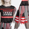 Black and Red Dreadful Cheerleader Zombie Fearleader Costume for Girls