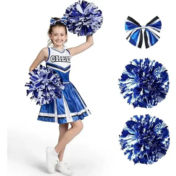 Cheerleader Costume for Girls Cheerleading Uniform Dress Outfit with  Stockings 2 Pom Poms