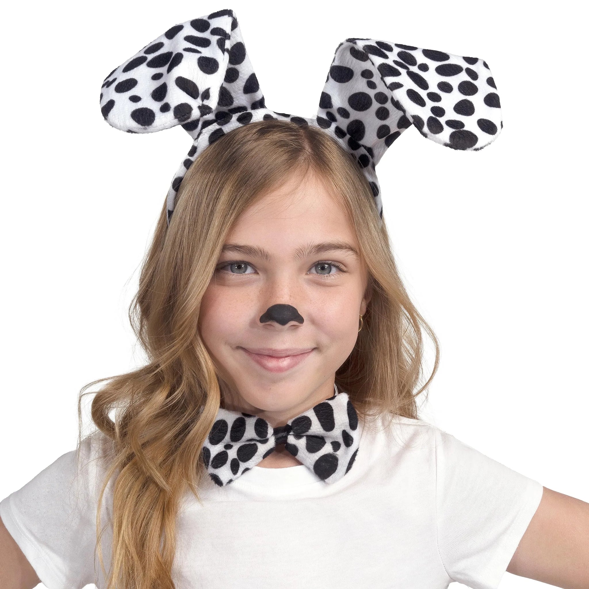 Dalmatian Dog Costume Set with Black and White Dog Ears Headband, Bow Tie,  Puppy Tail for Kids