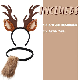 Deer Headband with Fawn Tail Accesories Set for Halloween Party