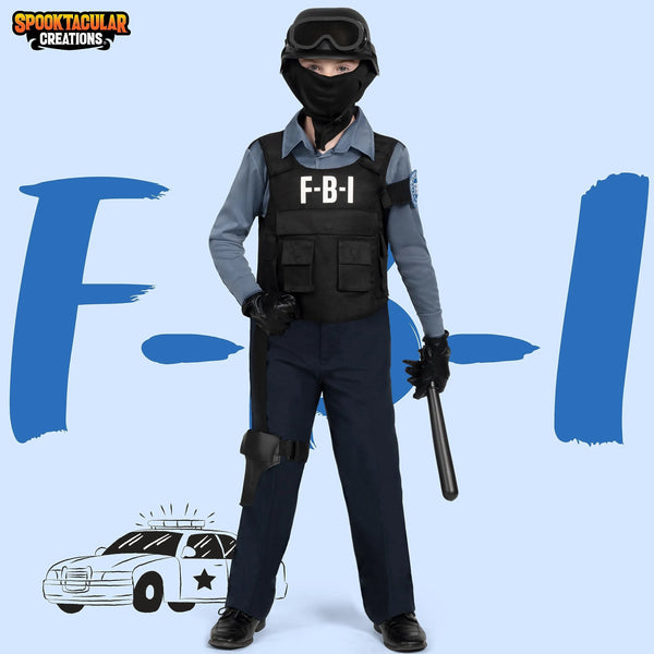 FBI Police Costume for Kids Halloween Dress Up Party