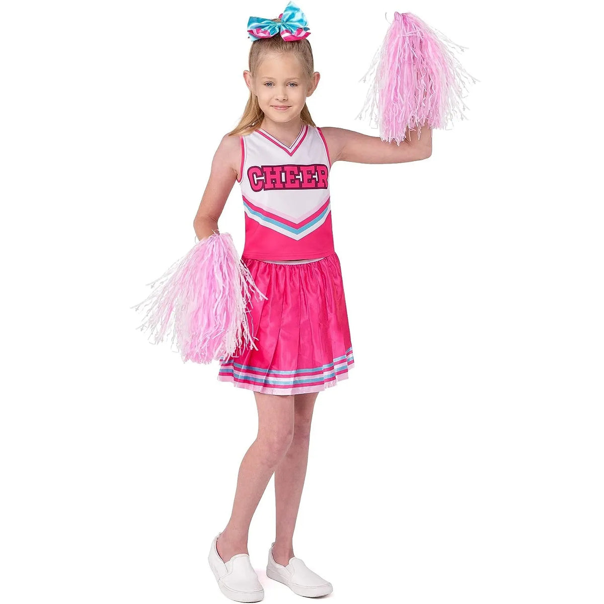 Girl Pink Cheerleader Halloween Costume with Accessories | Spooktacular ...