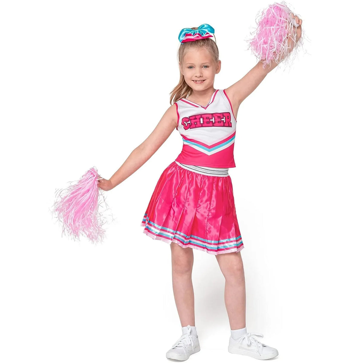 Girl Pink Cheerleader Halloween Costume with Accessories | Spooktacular ...