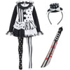 Girls Clown Costume, Killer Clown Costume, Black and White Jester Dress