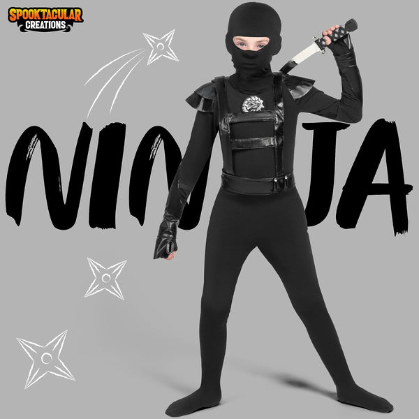 Halloween Black Ninja Costume for Boys Deluxe Ninja Costume Set