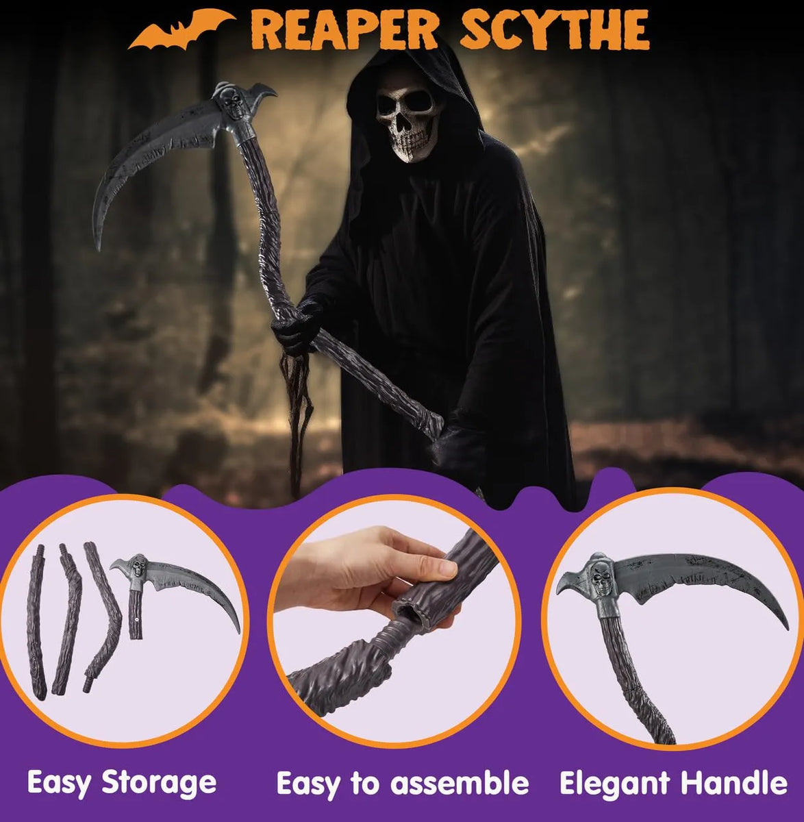 Halloween Grim Reaper Scythe Accessories for Halloween Party Pretend P ...