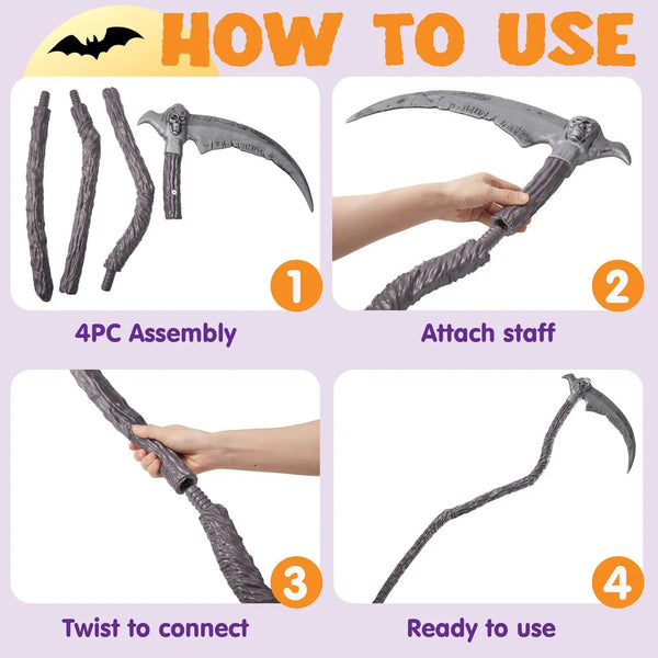 Halloween Grim Reaper Scythe Accessories for Halloween Party Pretend Play Costume