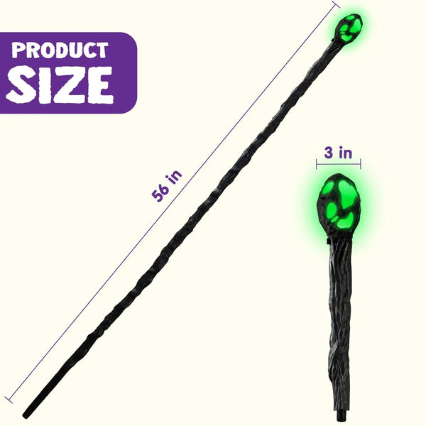 Halloween LED Witch Staff Vintage Cane, Magic Walking Cane Prop Stick Accessory