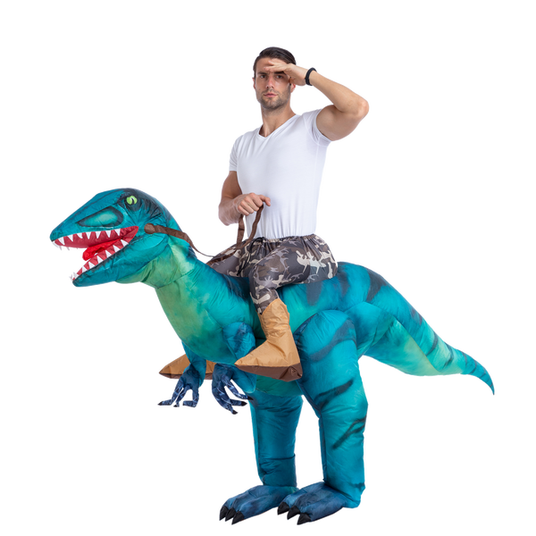 Inflatable Ride-On Blue Raptor Dinosaur Costume