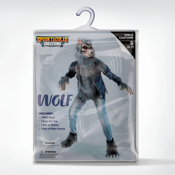 Scary Werewolf Halloween Kids Costume with Mask, Gloves and Shoes Cover