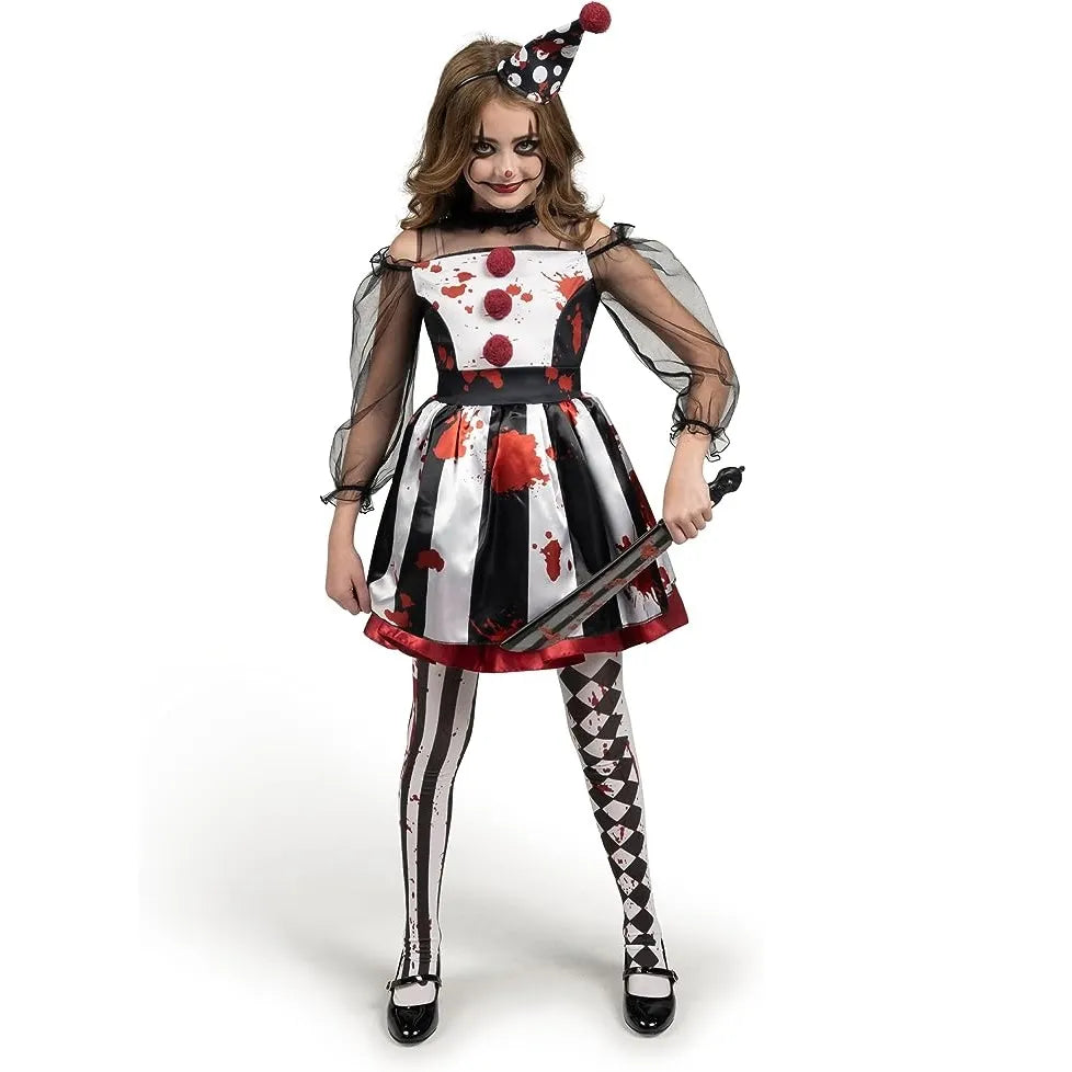 Spooktacular Creations Girls Black and White Scary Clown Costume