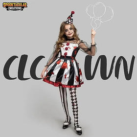 Spooktacular Creations Girls Black and White Scary Clown Costume