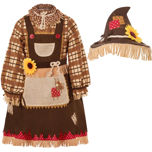 Sunflower Sweet Scarecrow Costume for Girls Kids Farmer
