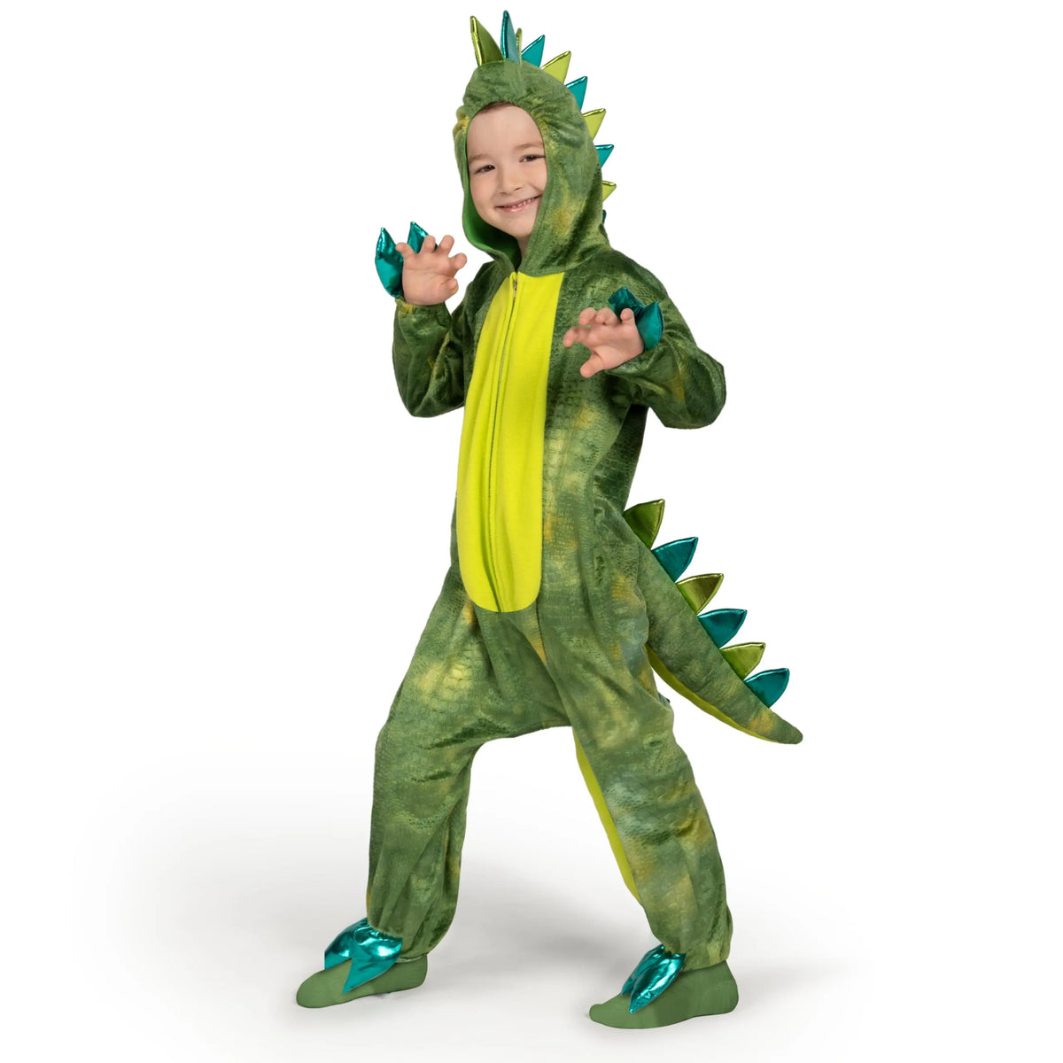 Unisex Shining Dinosaur jumpsuit Pajama for Kids Zip-Up Green T-rex Ho ...