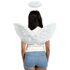 White Angel Wings with Halo Headband