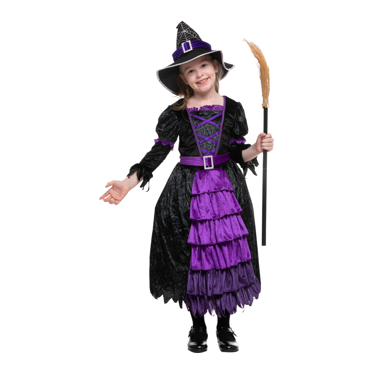 Child Girl Purple Witch Costume Spider Web Skirt- SPOOKTACULAR ...