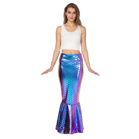 Metallic Hologram Shiny Mermaid Skirt Costume Cosplay - Adult