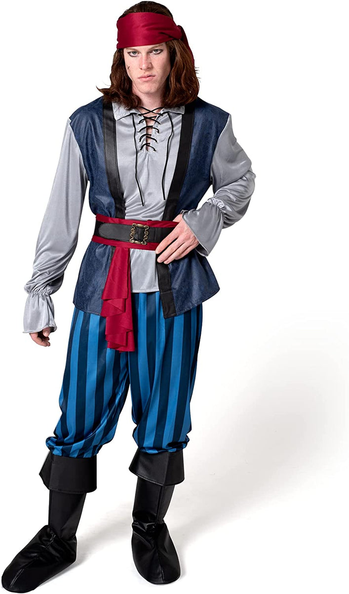 Spooktacular Men Blue Pirate Costume - Adult | Spooktacular Creations