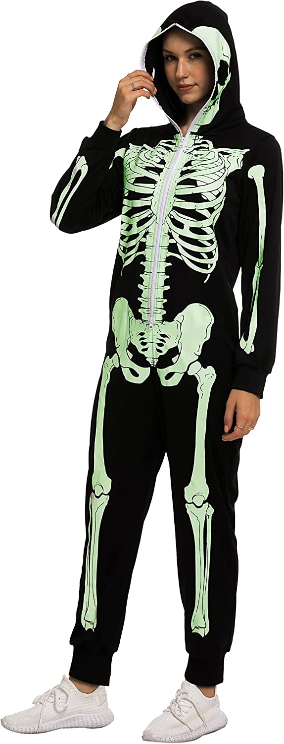 SPOOKTACULAR Women Glowing Skeleton Pajama Adult Spooktacular