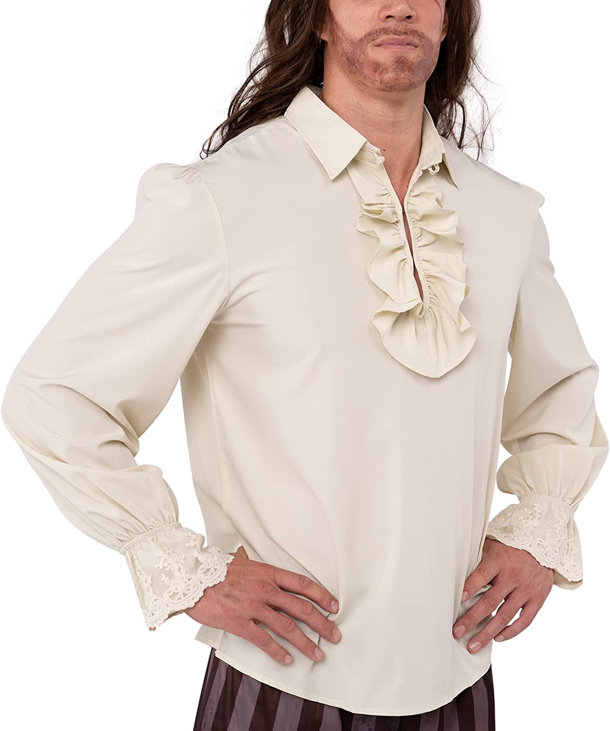 Adult Ruffled Pirate Blouse, Size: Large, White