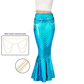 Metallic Hologram Shiny Mermaid Skirt Costume Cosplay - Adult