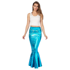 Metallic Hologram Shiny Mermaid Skirt Costume Cosplay - Adult