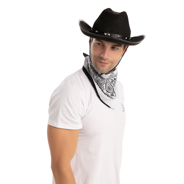 Black Cowboy Hat with 3 Bandanas | Spooktacular Creations