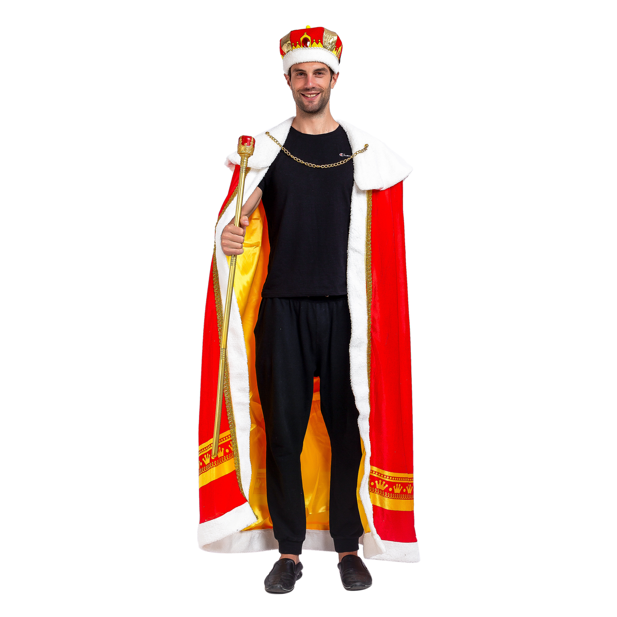 Regal King Royal Robe Cosplay Costume Set with King Crown and Scepter ...