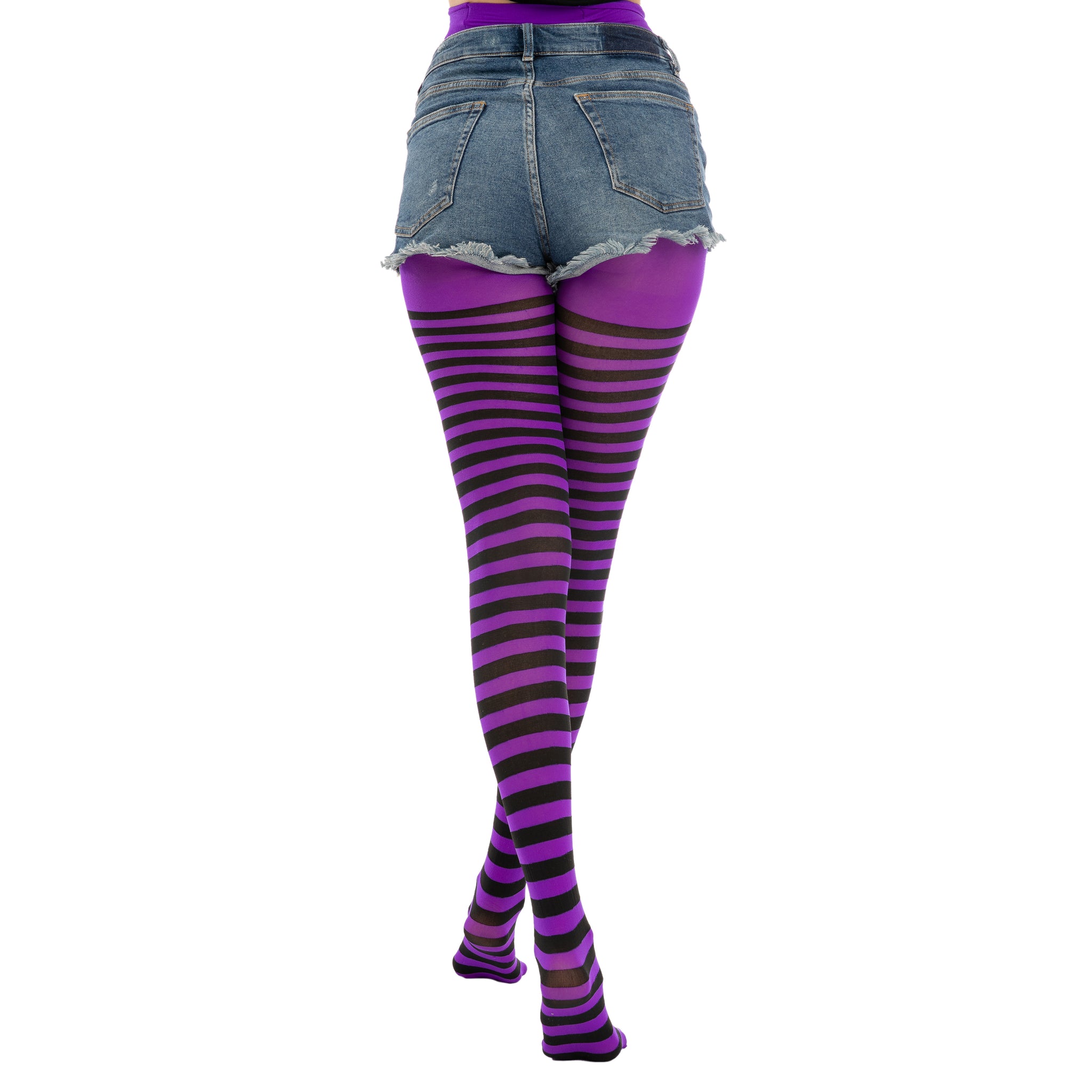 Black and Purple Striped Tights