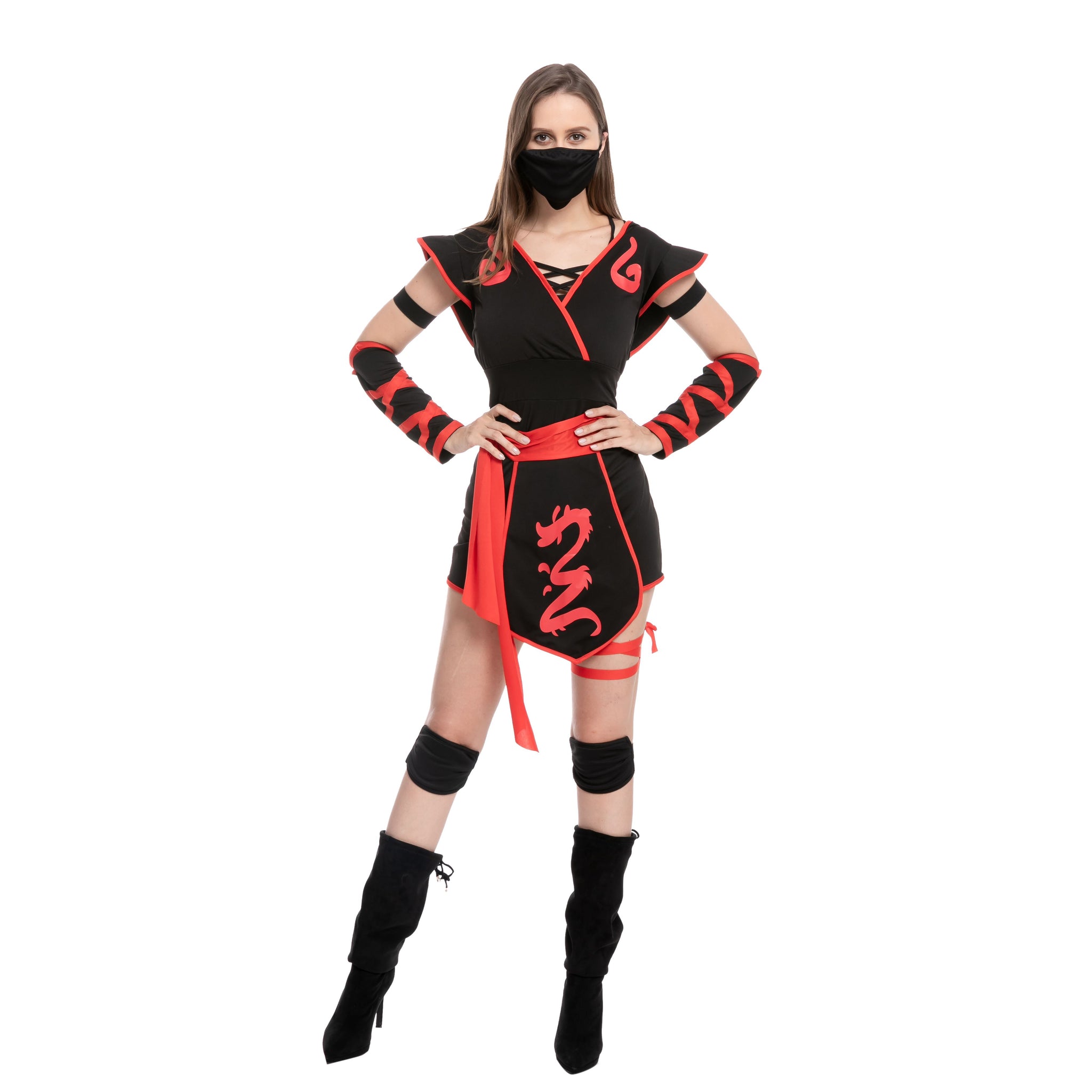 Womens Short Red Dragon Ninja Costume