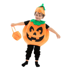 Pumpkin Costume with a Pumpkin Basket and a Hat - Child